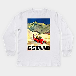 Vintage Travel - Gstadd Kids Long Sleeve T-Shirt